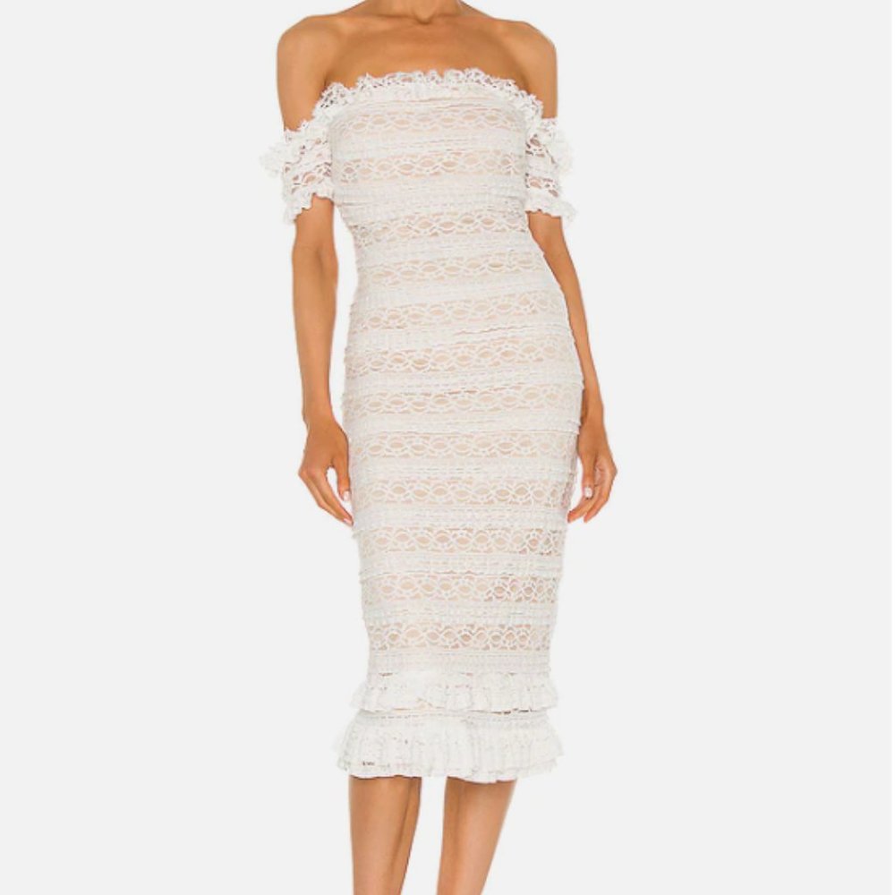 Likely 00 Milaro Dress, White Lace Nude